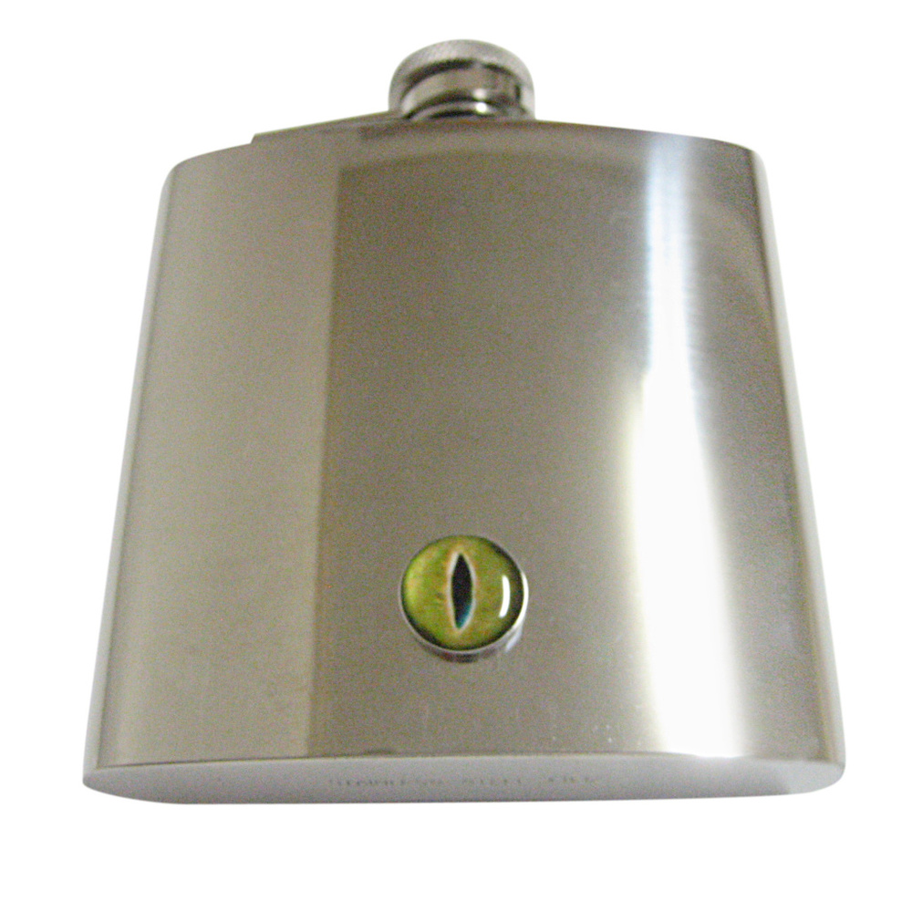 Green Reptile Eye Design 6oz Flask